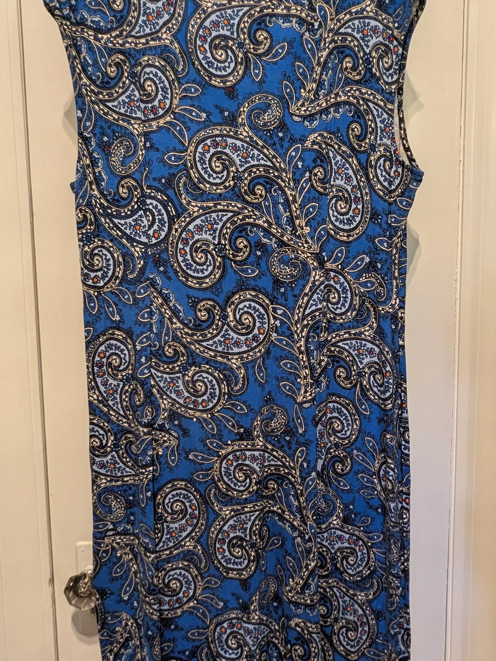 Dana Buchman Blue Paisley V-Neck Midi Dress - Picture 4 of 8